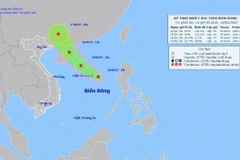 Hướng di chuyển của áp thấp nhiệt đới chiều 24/6. (Ảnh: TTXVN phát)