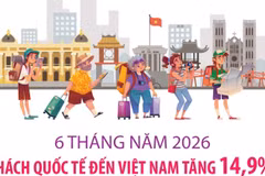 6 tháng năm 2026: Khách quốc tế đến Việt Nam tăng 14,9%