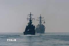 Tàu hải quân Israel và Mỹ tham gia cuộc tập trận chung ngày 1/2/2026. (Ảnh minh họa: THX/TTXVN)