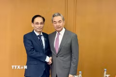 Bộ trưởng Ngoại giao Lê Hoài Trung gặp Bộ trưởng Ngoại giao Trung Quốc Vương Nghị. (Ảnh: Việt Dũng/TTXVN)