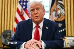 Tổng thống Mỹ Donald Trump phát biểu tại Nhà Trắng. (Ảnh: IRNA/TTXVN)