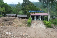 Điểm trường bản Xa Mang, Trường tiểu học Sơn Điện 1 (Thanh Hóa) là điểm trường bị lũ quét do ảnh hưởng bão số 5. (Ảnh: Nguyễn Nam/TTXVN)