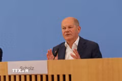 Thủ tướng Olaf Scholz khẳng định nước Đức có trách nhiệm duy trì ký ức về thảm họa diệt chủng Do Thái (Holocaust), dưới thời Đức quốc xã trong Chiến tranh Thế giới thứ hai. (Ảnh: TTXVN phát) 