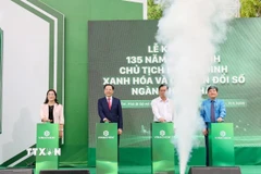 Tập đoàn Hóa chất Việt Nam tổ chức phát động "Xanh hóa và Chuyển đổi số". (Ảnh: Khánh Hoà/TTXVN)