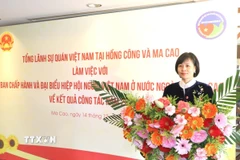 Tổng Lãnh sự Việt Nam tại Hong Kong và Macau Lê Đức Hạnh phát biểu tại buổi làm việc. (Ảnh: Xuân Vịnh/TTXVN)