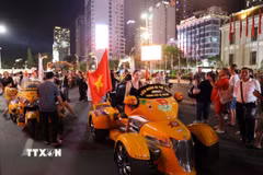 Khánh Hòa quảng bá du lịch qua Lễ hội mô tô phân khối lớn quốc tế. (Ảnh Đặng Tuấn/TTXVN)