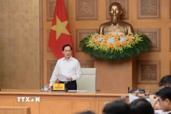 Phó Thủ tướng, Bộ trưởng Bộ Ngoại giao Bùi Thanh Sơn, Chủ tịch Ủy ban Quốc gia APEC 2027 phát biểu. (Ảnh: An Đăng/TTXVN) 