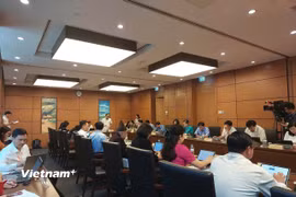Đoàn đại biểu Quốc hội các tỉnh Đồng Tháp và Quảng Ninh thảo luận ở tổ. (Ảnh: Minh Thu/Vietnam+)