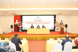 Quang cảnh Lễ kỷ niệm 75 năm thành lập Hội Nhà báo Việt Nam và Hội nghị toàn quốc năm 2025 của Hội Nhà báo Việt Nam diễn ra ngày 21/4 tại Hà Nội. (Ảnh: PV/Vietnam+)