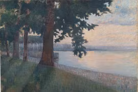 Tác phẩm “Bờ rừng (hồ Geneva)” của Vua Hàm Nghi (sáng tác khoảng 1920), sơn dầu trên toan. (Nguồn: Kâ-Mondo)