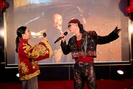 Ca sỹ Phương Thanh góp mặt trong buổi ra mắt MV của Phan Đinh Tùng tại Hà Nội. (Ảnh: PV/Vietnam+)