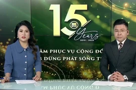 Hình ảnh các biên tập viên tại Bản tin Thời sự cuối cùng của kênh VTC14. (Ảnh chụp màn hình) 