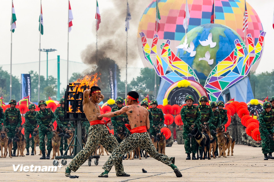 Lực lượng Đặc công Quân đội Nhân dân Việt Nam trình diễn tại buổi tổng duyệt. (Ảnh: Hoài Nam/Vietnam+)