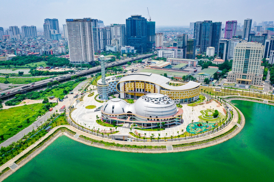 Dự án xây dựng Cung Thiếu nhi Hà Nội được xây dựng trên khu đất gần 40.000m2, tại khu vực công viên hồ điều hòa CV1 (Khu đô thị mới Cầu Giấy, Nam Từ Liêm, Hà Nội). (Ảnh: Hoài Nam/Vietnam+)