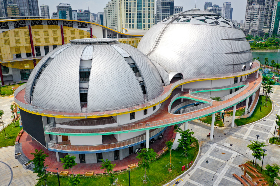 Thiết kế hình vòm đặc biệt của phần mái khối nhà A là điểm nhấn của công trình. (Ảnh: Hoài Nam/Vietnam+)