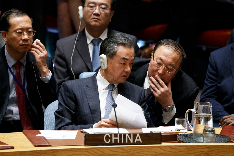 Ngoại trưởng Trung Quốc Vương Nghị tại cuộc họp Hội đồng Bảo an hôm 26/9 (Nguồn: AP)