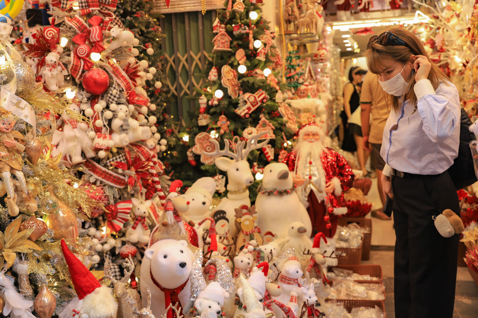 Nhiều người lựa tới phố Hàng Mã để mua những món đồ trang trí sớm vì có thể thoải mái lựa chọn nhiều mẫu mã. (Ảnh: Hoài Nam/Vietnam+)