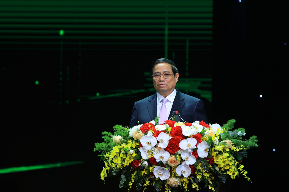 Thủ tướng Chính phủ Phạm Minh Chính phát biểu tại buổi lễ. (Ảnh: Hoài Nam/Vietnam+)