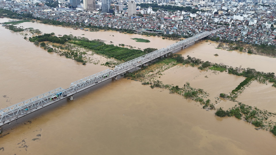 Khu vực cầu Chương Dương nhìn từ trên cao. (Ảnh: Hoài Nam/Vietnam+)