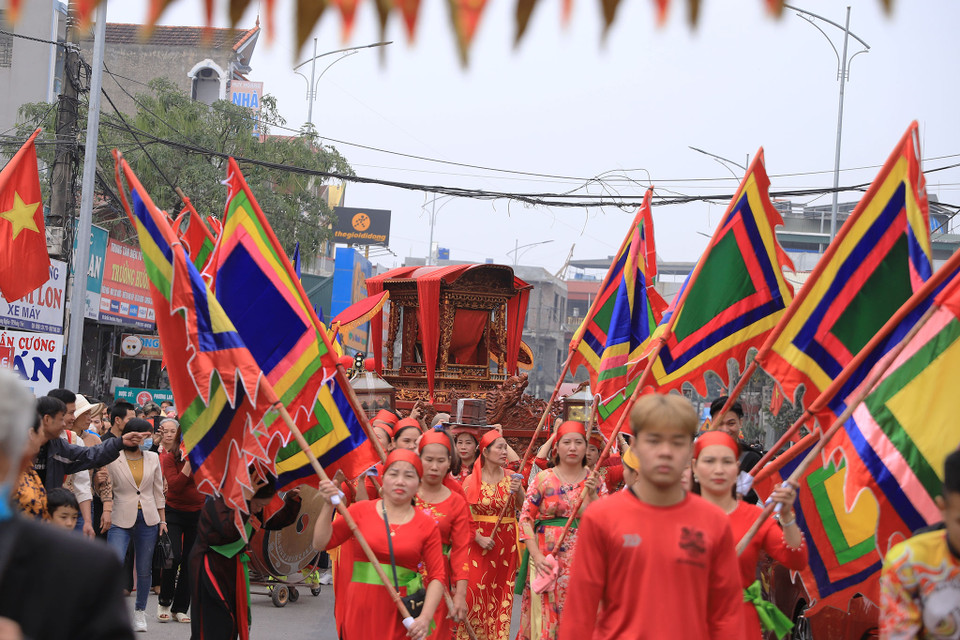 Đây là một nét đặc sắc riêng của lễ hội Đào Nương giúp thế hệ trẻ gìn giữ và phát huy những truyền thống mà cha ông để lại. (Ảnh: Hoài Nam/Vietnam+)