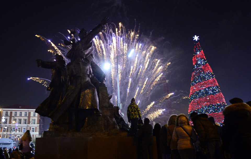 Pháo hoa chào đón năm mới tại Vladivostock, cực Đông của nước Nga
