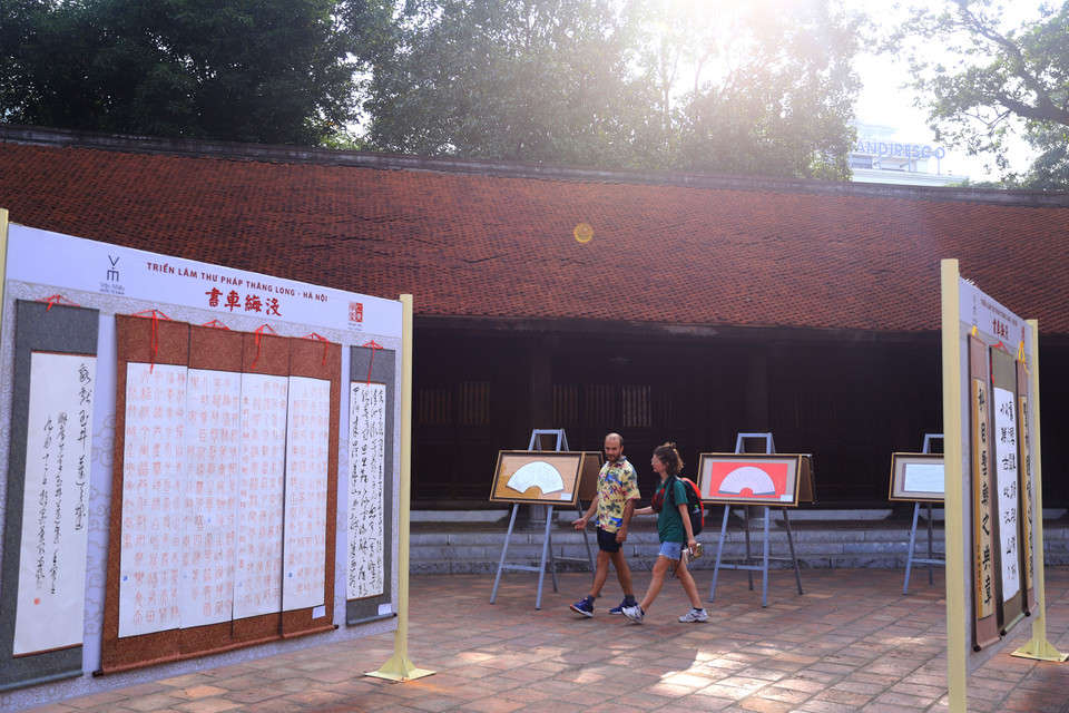 Triển lãm không chỉ thu hút được du khách trong nước mà cũng nhận được sự quan tâm từ du khách quốc tế. (Ảnh: Hoài Nam/Vietnam+)