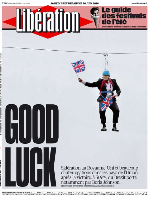 Tờ Liberation của Pháp châm chích thủ lĩnh Brexit Boris Johnson.