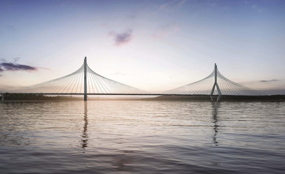 Công trình nằm giữa cầu Nhật Tân và Long Biên, nối quận Tây Hồ với huyện Đông Anh. (Ảnh: Ban Quản lý dự án)