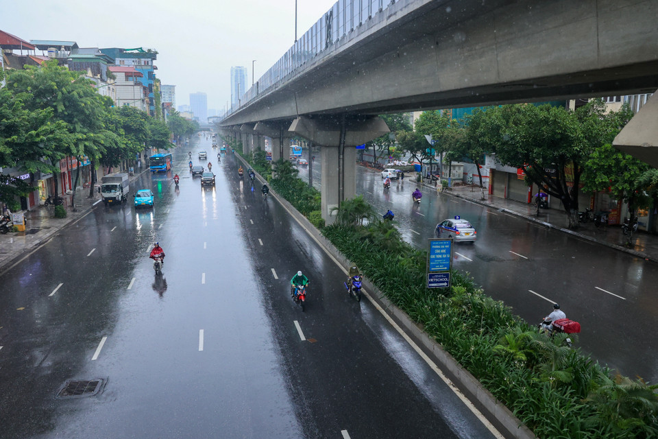 Đường Nguyễn Trãi ghi nhận vào thời điểm 8 giờ 30 phút sáng. (Ảnh: Hoài nam/Vietnam+)