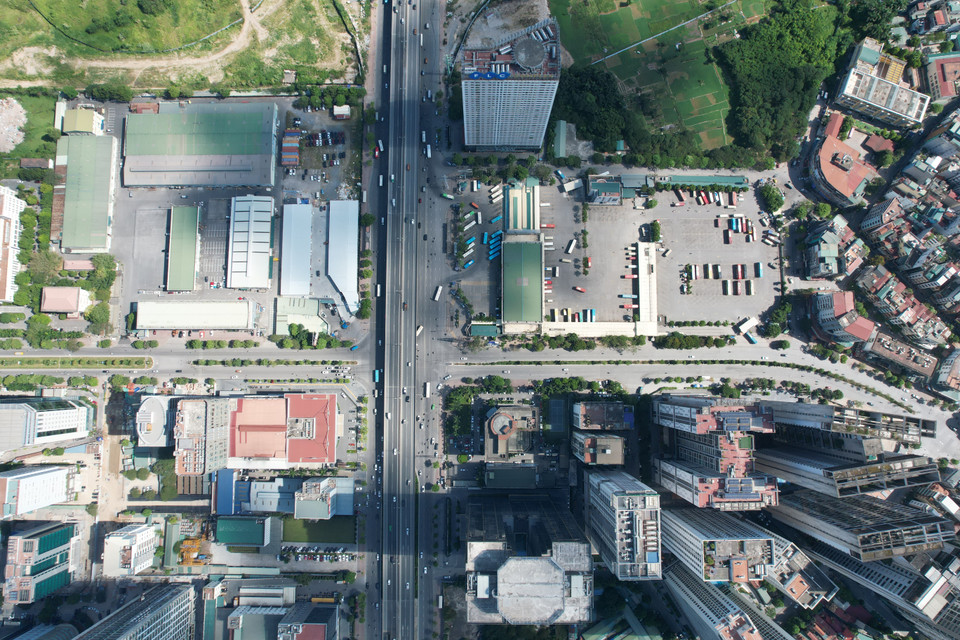 Bến xe Mỹ Đình nhìn từ trên cao (Ảnh: Hào Nguyễn/Vietnam+)