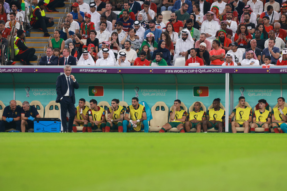 Trong khi đó, Bồ Đào Nha bắt đầu trận gặp Thụy Sĩ với việc cất Cristiano Ronaldo lên ghế dự bị (Ảnh: Hải An/Vietnam+)