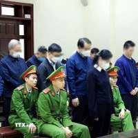 Các bị cáo trong phiên tòa. (Ảnh: Tuấn Anh/TTXVN)
