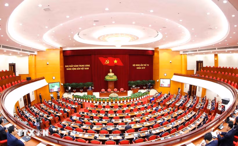 Phiên bế mạc Hội nghị lần thứ tư Ban Chấp hành Trung ương Đảng khóa XIV. (Ảnh: Phương Hoa/TTXVN)