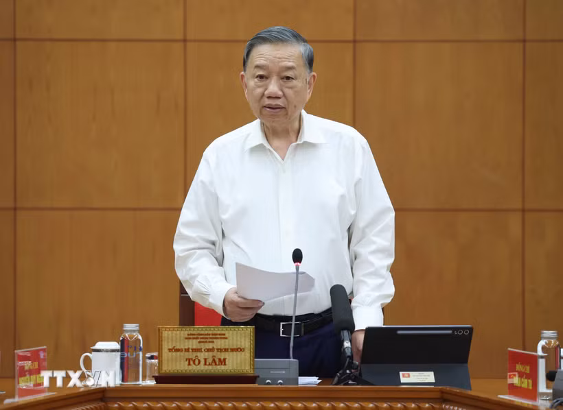 Tổng Bí thư, Chủ tịch nước Tô Lâm phát biểu chỉ đạo. (Ảnh: Thống Nhất/TTXVN)