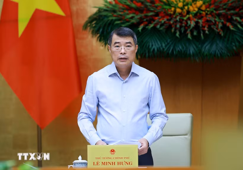 Thủ tướng Lê Minh Hưng chủ trì Phiên họp Chính phủ chuyên đề về xây dựng pháp luật tháng 8 năm 2026. (Ảnh: Dương Giang/TTXVN)