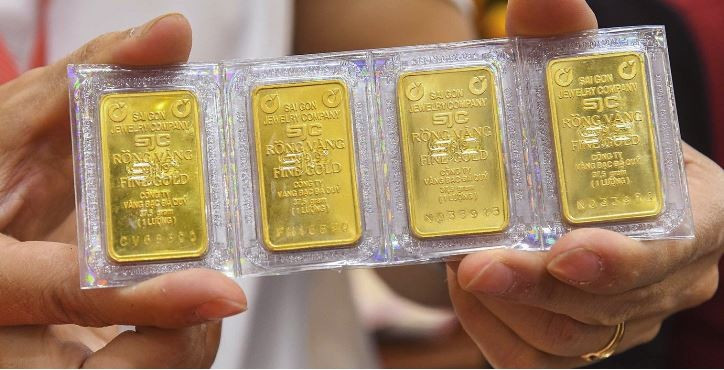 Vàng miếng SJC. (Ảnh: Vietnam+)