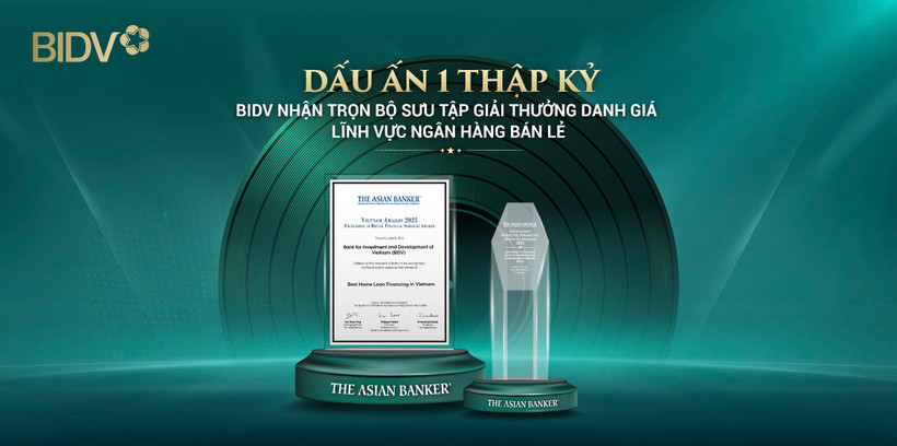 Khẳng định vị thế dẫn đầu, BIDV nhận bộ giải thưởng danh giá từ The Asian Banker. (Ảnh: Vietnam+)