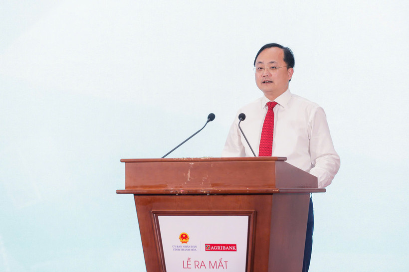 Ông Tô Huy Vũ - Chủ tịch Hội đồng Thành viên Agribank phát biểu tại buổi lễ. (Ảnh: Vietnam+)