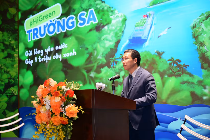 Đại tá Lưu Trung Thái, Bí thư Đảng ủy, Chủ tịch Hội đồng quản trị MB phát biểu tại sự kiện. (Ảnh: Vietnam+)