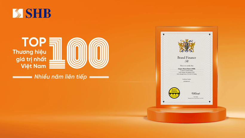 SHB vẫn giữ vững đà tăng trưởng, giá trị thương hiệu đạt 264 triệu USD và tăng 1 bậc so với năm 2024. (Ảnh: Vietnam+)