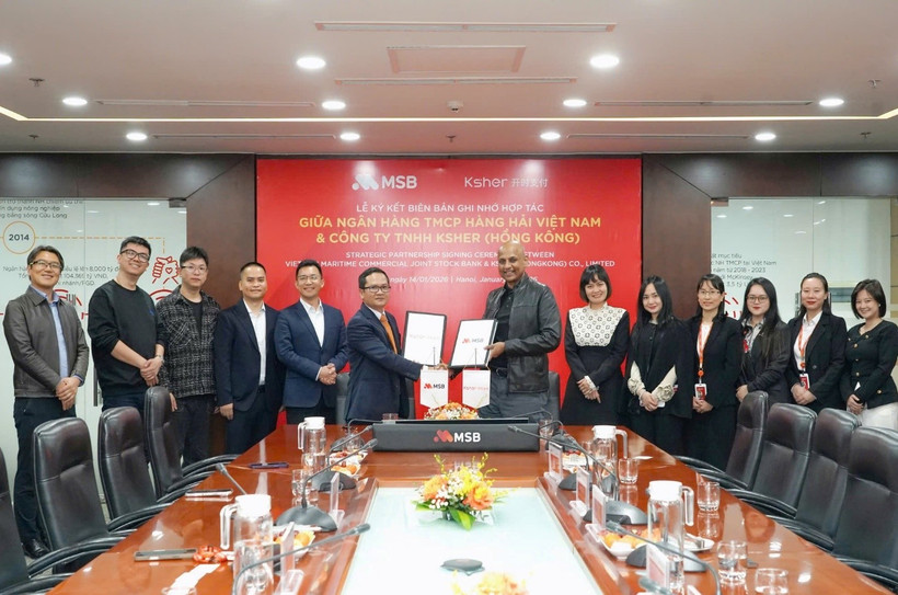 Đại diện MSB và Ksher tại lễ ký kết Biên bản ghi nhớ (Ảnh: Vietnam+))