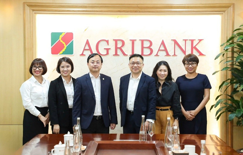 Chủ tịch HĐTV Agribank làm việc với Đoàn lãnh đạo cấp cao SWIFT. (Ảnh: Vietnam+)