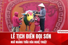 Trâu Việt Nam hóa tác phẩm nghệ thuật tại Lễ hội Tịch điền Ninh Bình 