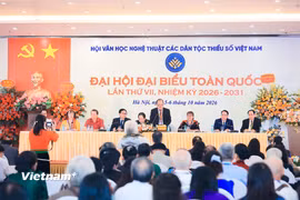 Đại hội Đại biểu toàn quốc lần thứ VII (2026 – 2031) Hội Văn học nghệ thuật các dân tộc thiểu số Việt Nam diễn ra sáng nay 6/10. (Ảnh: Hoài Nam/Vietnam+)