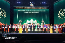 Lễ tôn vinh và trao danh hiệu "Nông dân Việt Nam xuất sắc 40 năm Đổi mới" năm 2026 diễn ra tối nay 12/10 tại Hà Nội. (Ảnh: Hoài Nam/Vietnam+)