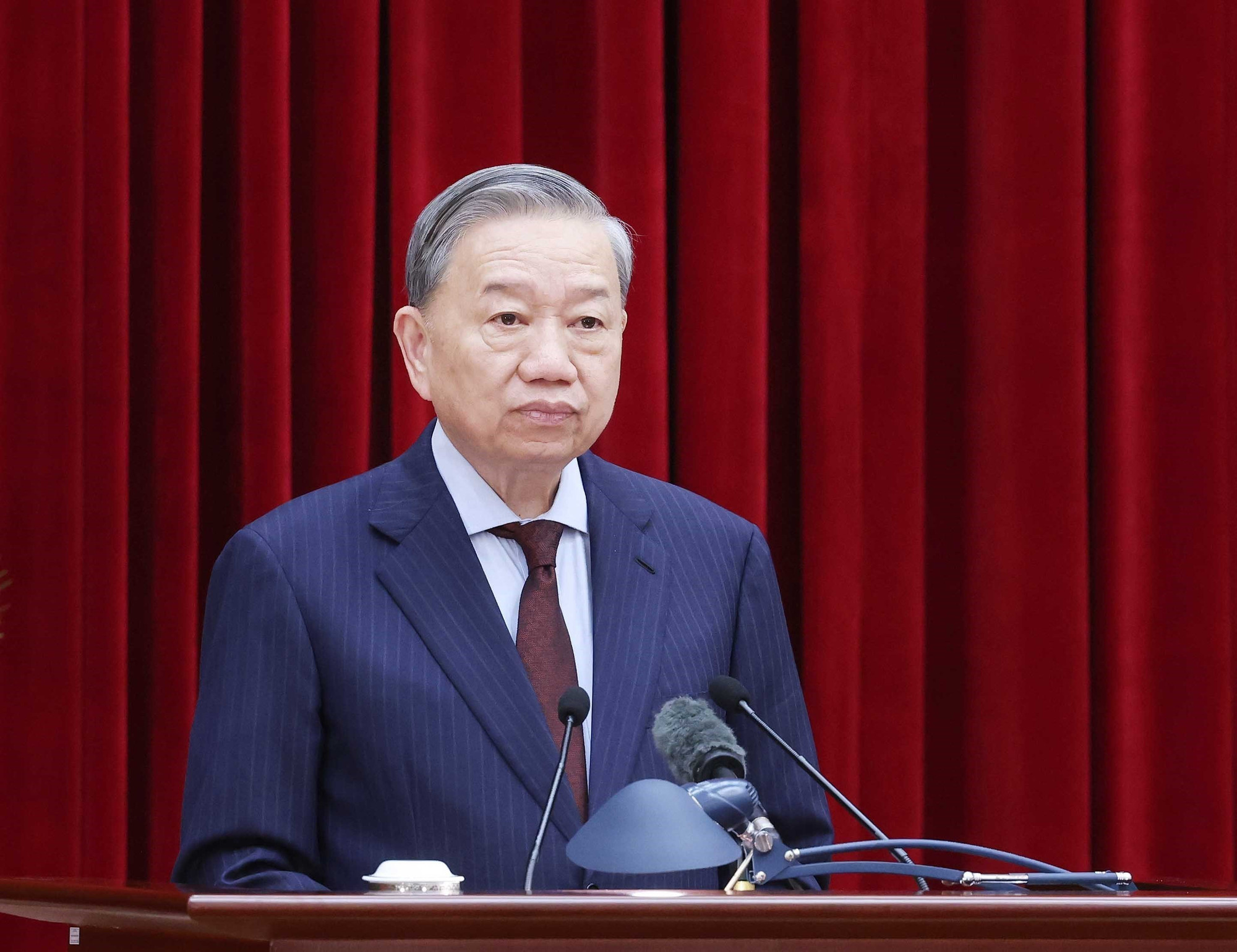 Tổng Bí thư Tô Lâm phát biểu khai mạc Hội nghị Ban Chấp hành Trung ương Đảng khóa XIII. (Ảnh: Thống Nhất/TTXVN)