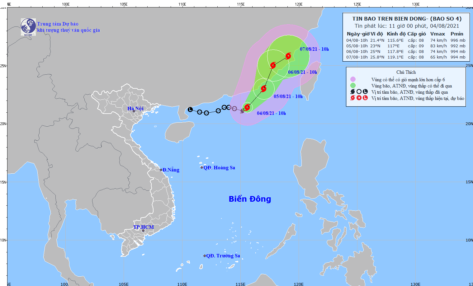 Bão số 4 di chuyển theo hướng Đông Bắc và có khả năng mạnh thêm ảnh 1