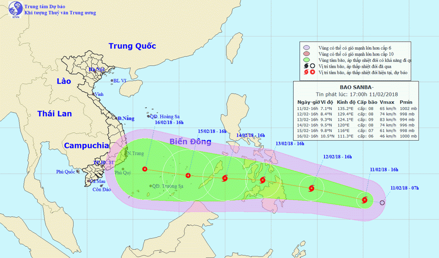 Dự báo đường đi và vị trí cơn bão. (Nguồn: nchmf.gov.vn) Áp thấp nhiệt đới ở Philippines mạnh lên thành bão, sắp vào Biển Đông ảnh 1