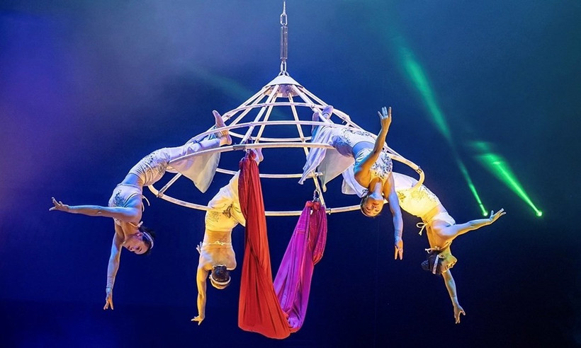 Đoàn nghệ sỹ thuộc Liên đoàn Xiếc Việt Nam do Nghệ sỹ Nhân dân Tống Toàn Thắng làm trưởng đoàn tham dự Liên hoan Xiếc thế giới “IDOL” lần thứ 8-năm 2024 tại Liên bang Nga. (Ảnh: CTV/Vietnam+)