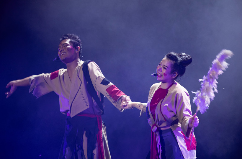 Chuyện tình Chí Phèo-Thị Nở và triết lý nhân sinh trong tác phẩm nổi tiếng của nhà văn Nam Cao được chuyển tải đến khán giả một cách mới lạ thông qua ngôn ngữ nhạc kịch. (Ảnh: PV/Vietnam+)